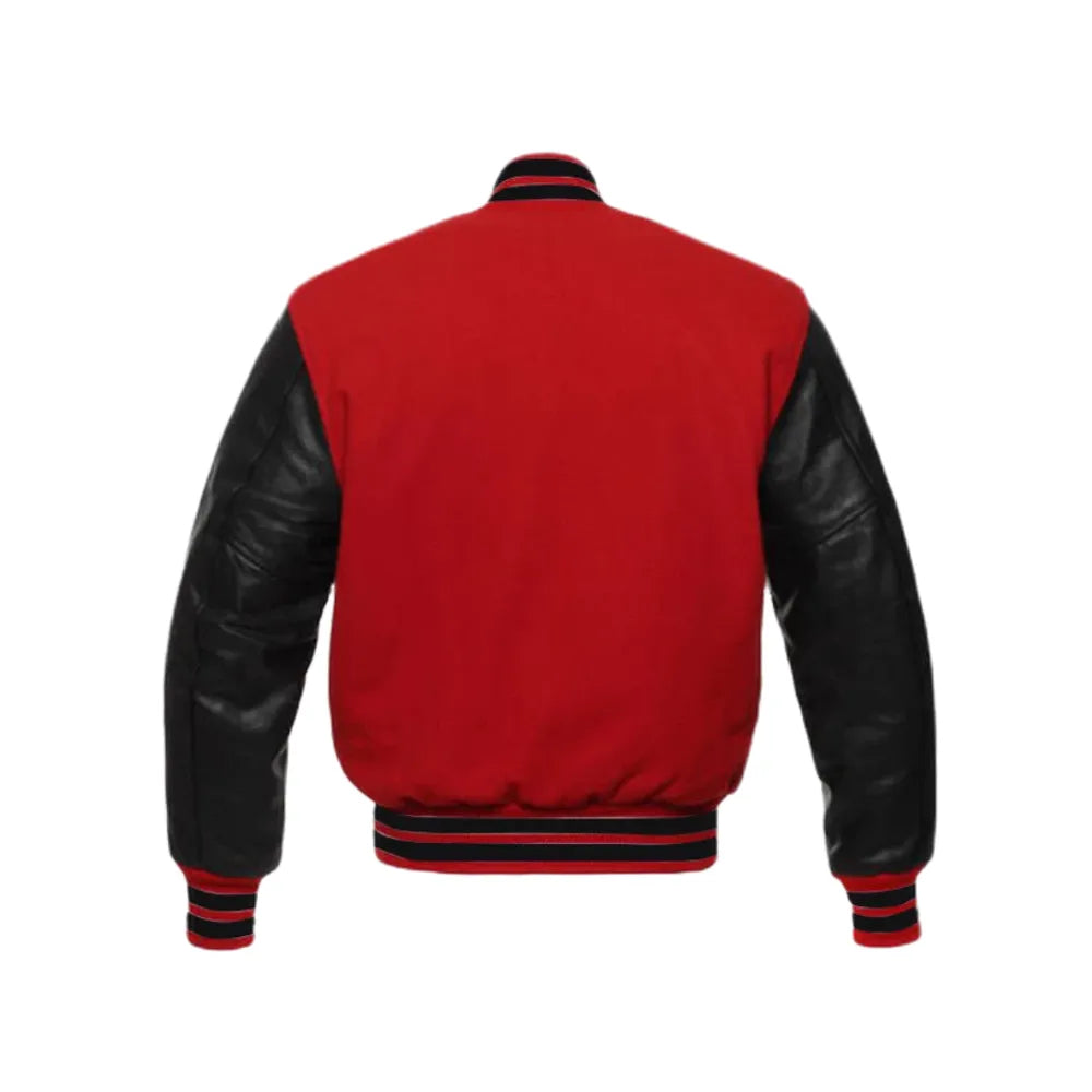 Men Letterman Baseball Red Varsity Jacket
