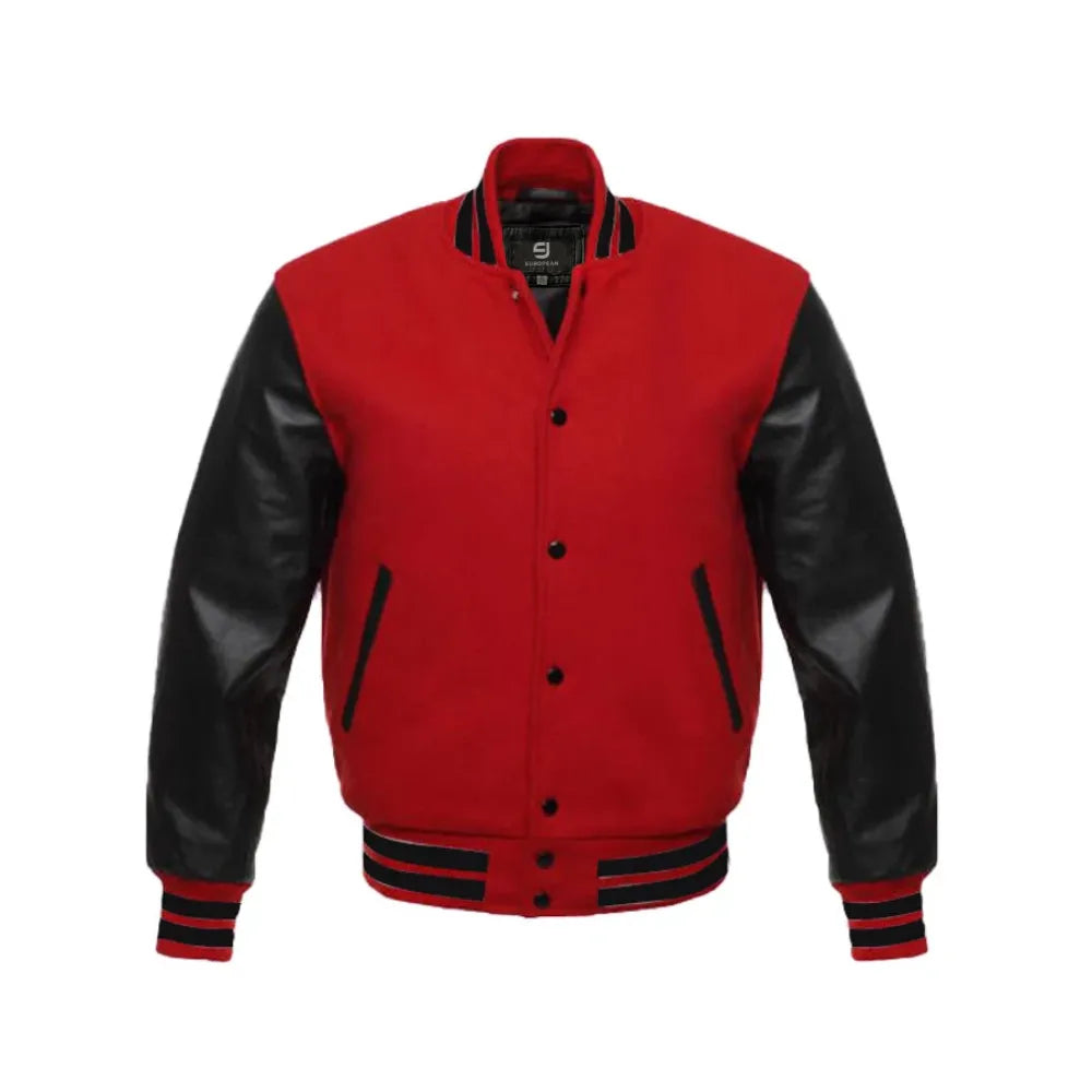 Men Letterman Baseball Red Varsity Jacket