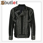 Mens Studded Punk Black Suede Leather Jacket