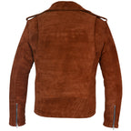 Mens Suede Jacket - Brown Suede Jacket with Asymmetrical Zip
