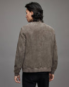 Men's Gray Suede Leather Bomber Jacket by Avanzar