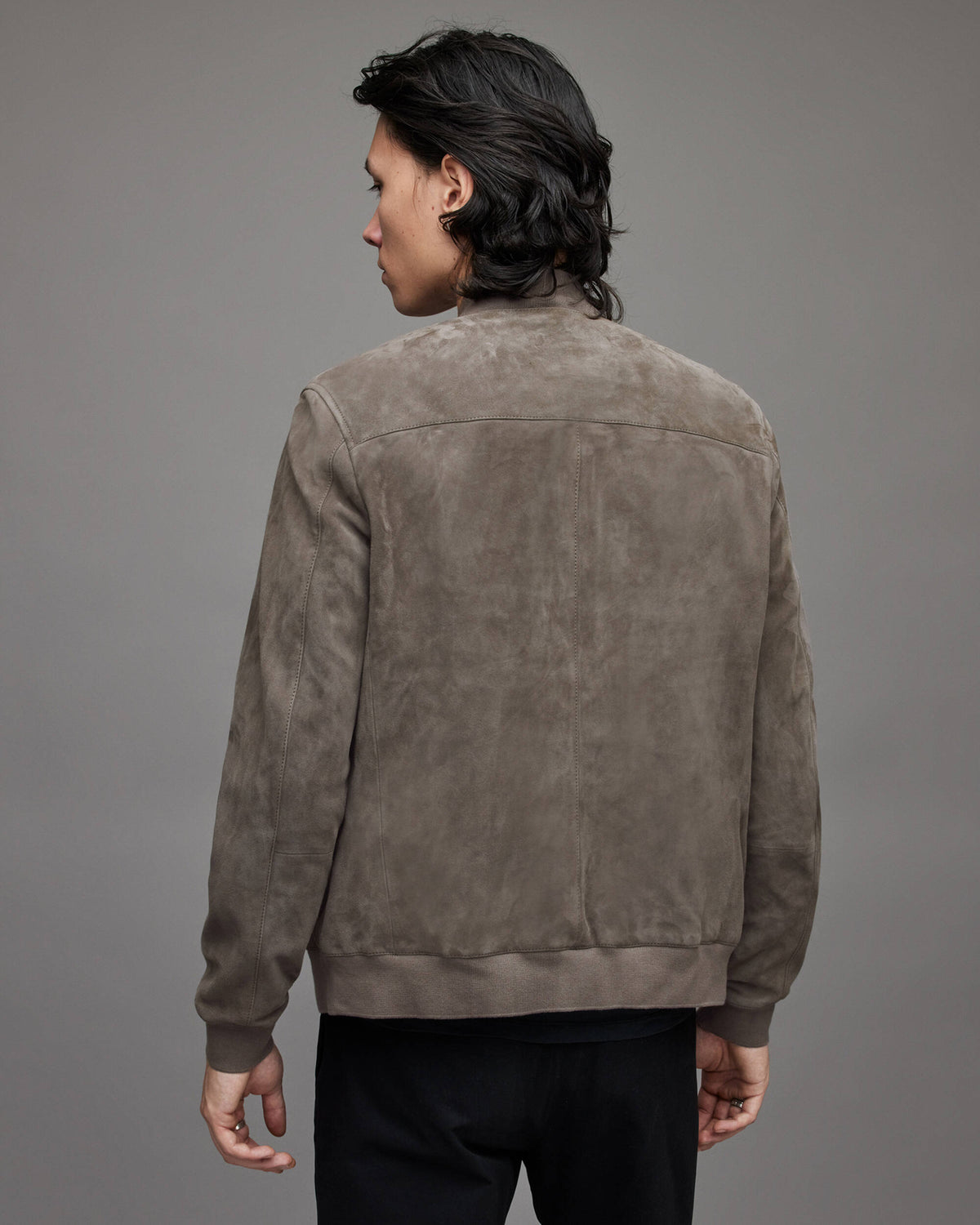 Men's Gray Suede Leather Bomber Jacket by Avanzar
