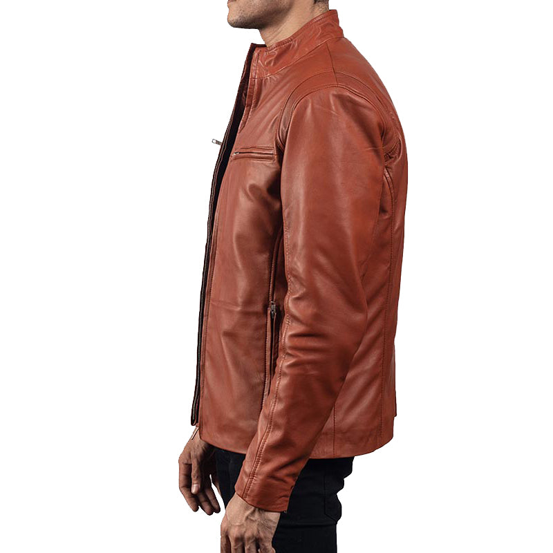 Men’s Tan Brown Biker Leather Jacket