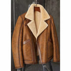 Men’s Tan Brown Leather Shearling Jacket