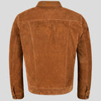 Mens Tan Trucker Leather Jacket