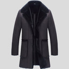 Mens Vintage Black Shearling Sheepskin Trench Coat