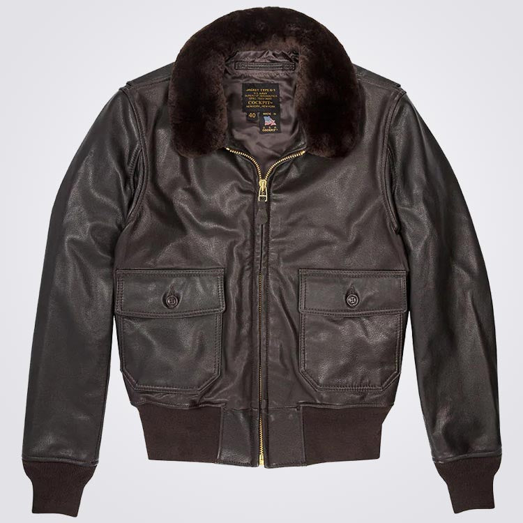 Mens Vintage Brown G-1 leather Bomber Jacket