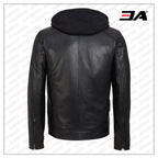 Mens Best Black Leather Jacket With Removable Hood