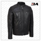 Mens Best Black Leather Jacket With Removable Hood