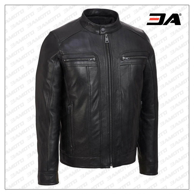 Mens Best Black Leather Jacket With Removable Hood