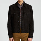 Men's Black Suede Leather Trucker Jacket - Classic & Durable