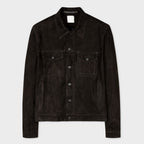 Men's Black Suede Leather Trucker Jacket - Classic & Durable