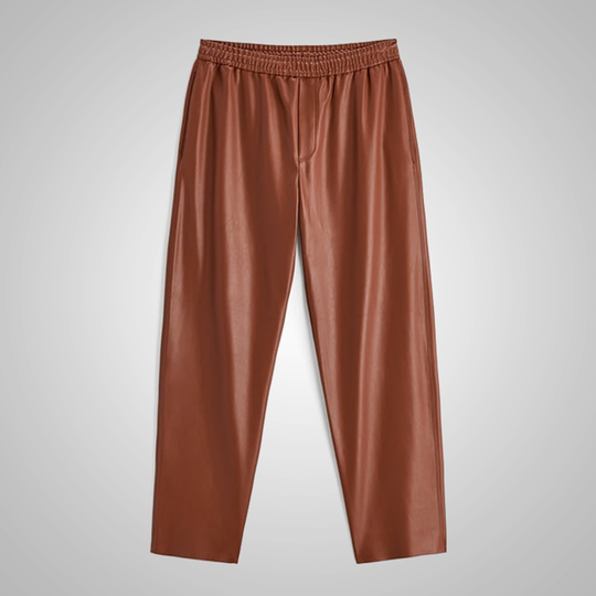 Mens Brown Leather Moto Real Sheep Skin Leather Biker pants