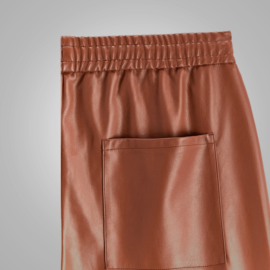 Mens Brown Leather Moto Real Sheep Skin Leather Biker pants
