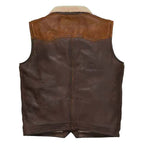 Men's Brown Shearling Fur Sheepskin Leather Vest