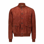 Mens Brown Sheepskin Bomber Leather jacket