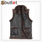 Mens Brown and Black Shearling Vest