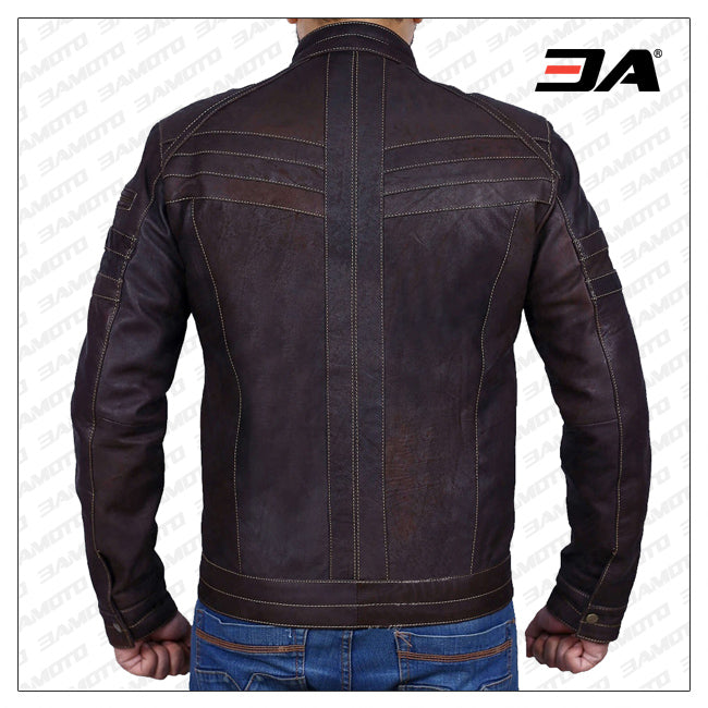 Mens Dark Brown Leather Motorcycle Jacket