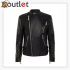 Mens Genuine Cow Leather Studded Jacket