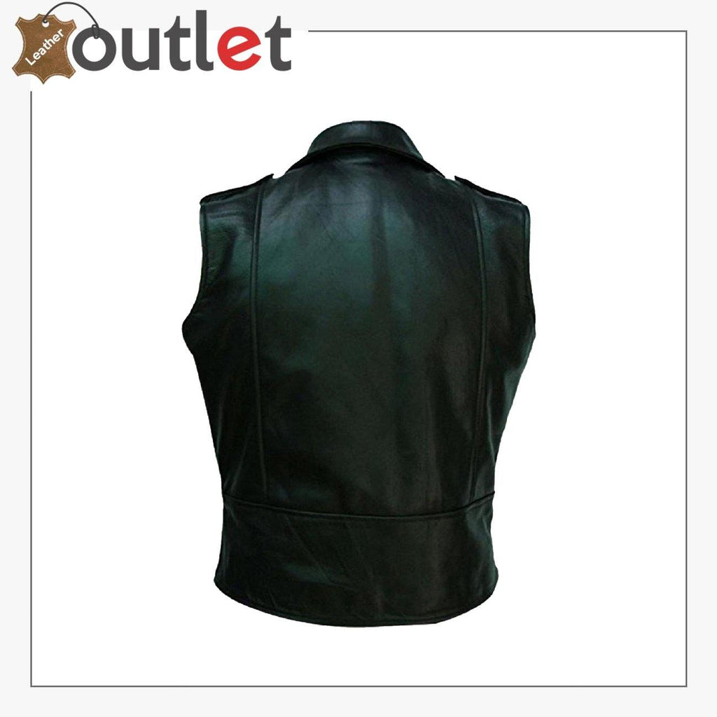 Motorcycle Mens Genuine Leather Biker Vest