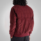 Mens Maroon Bomber Corduroy Jacket