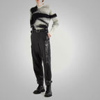 Men Black Fashion Leather Pants