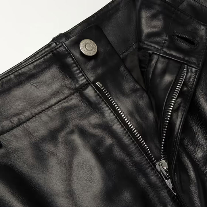 Men Black Fashion Leather Pants