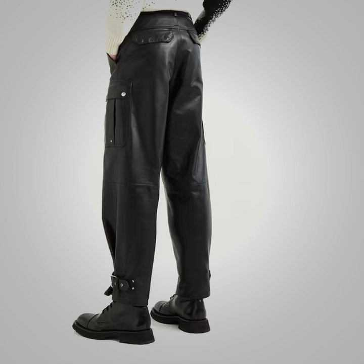 Men Black Fashion Leather Pants