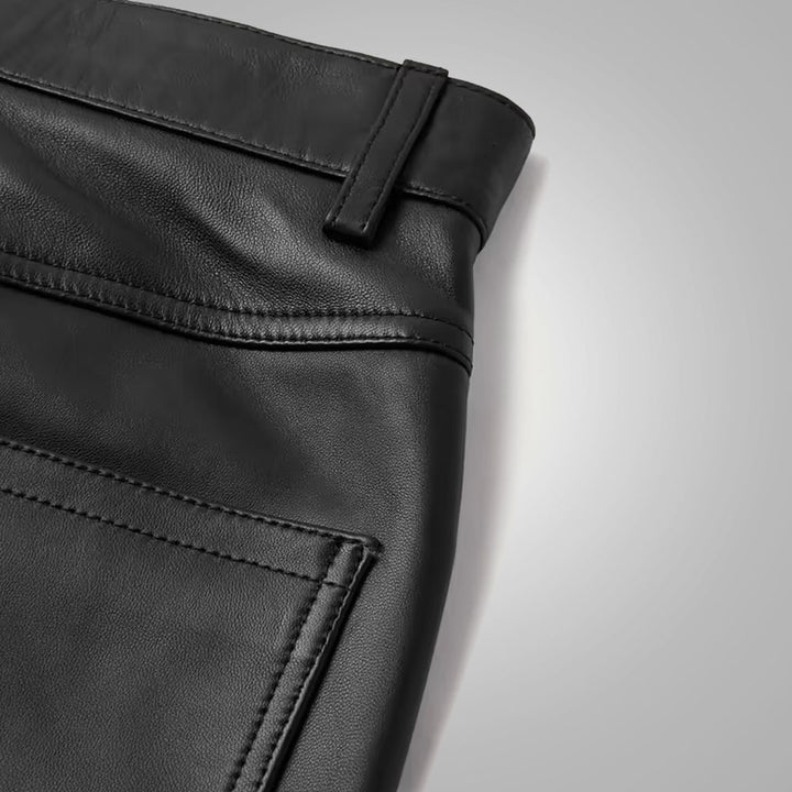 Mens Real Black Sheep Skin Fashion Leather Jeans Pants
