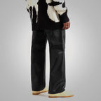 Mens Real Black Sheep Skin Fashion Leather Jeans Pants