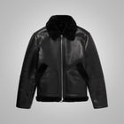 Men's Black Shearling Lined Leather Trucker Jacket