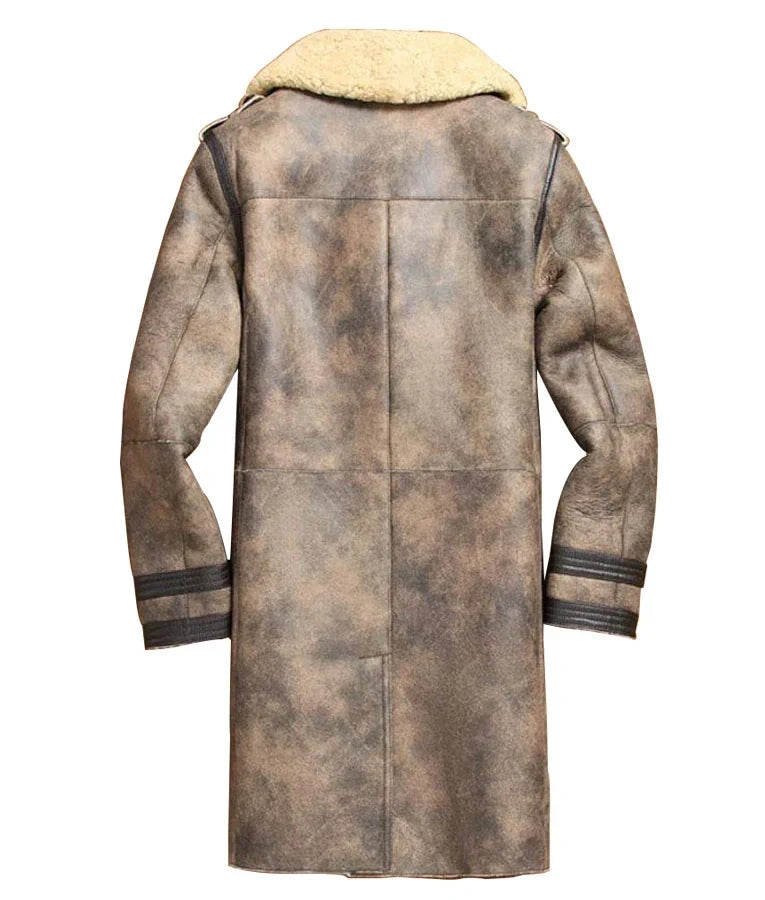 Mens Sheepskin Shearling Trench Coat