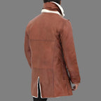 Men's Tan Bane Shearling Leather Trench Coat