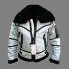 Men's WW RAF B3 Flying Fur Bomber Aviator Black Shearling Sheepskin White Leather Jacket