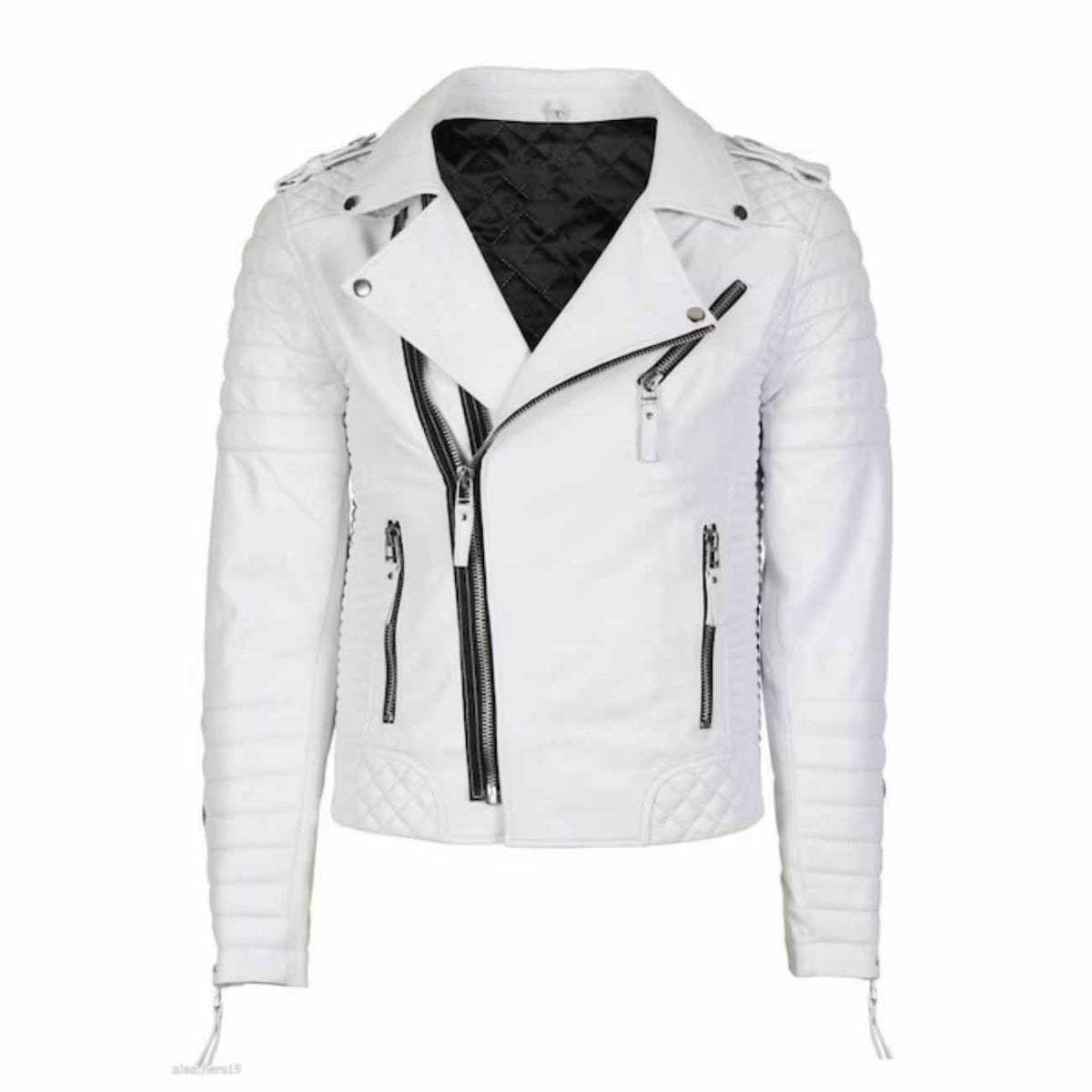 Mens White Best Leather Motorcycle Jacket