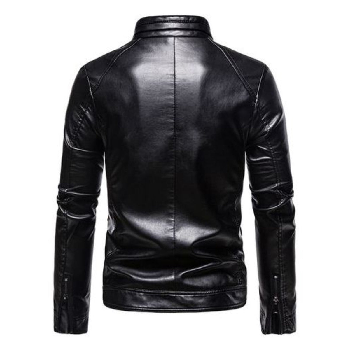 Mens Windproof Stand collar Outdoor Leather Jacket