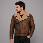 Mens Aviator Raf B3 Leather Bomber Flying Jacket