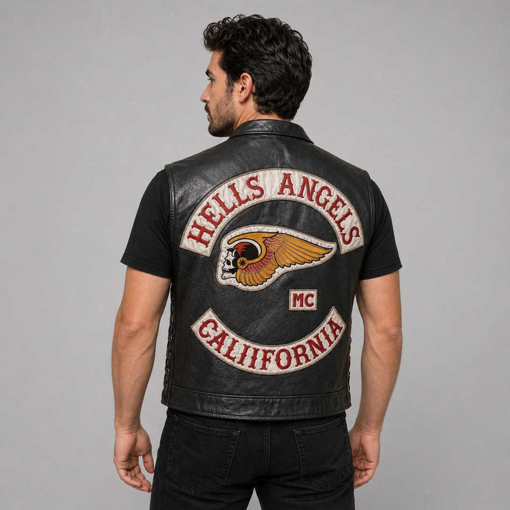 Mens Hells Angels California Leather Vest