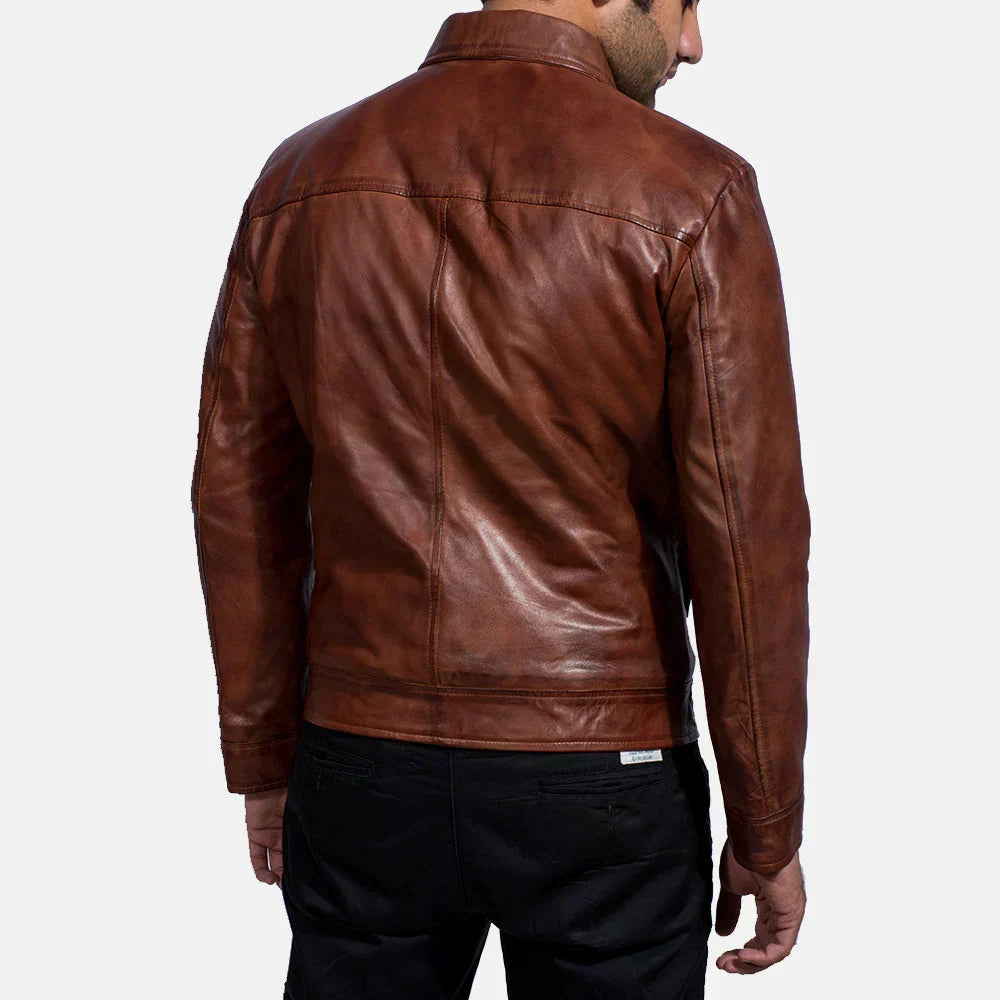 Inferno Brown Leather Jacket for men's