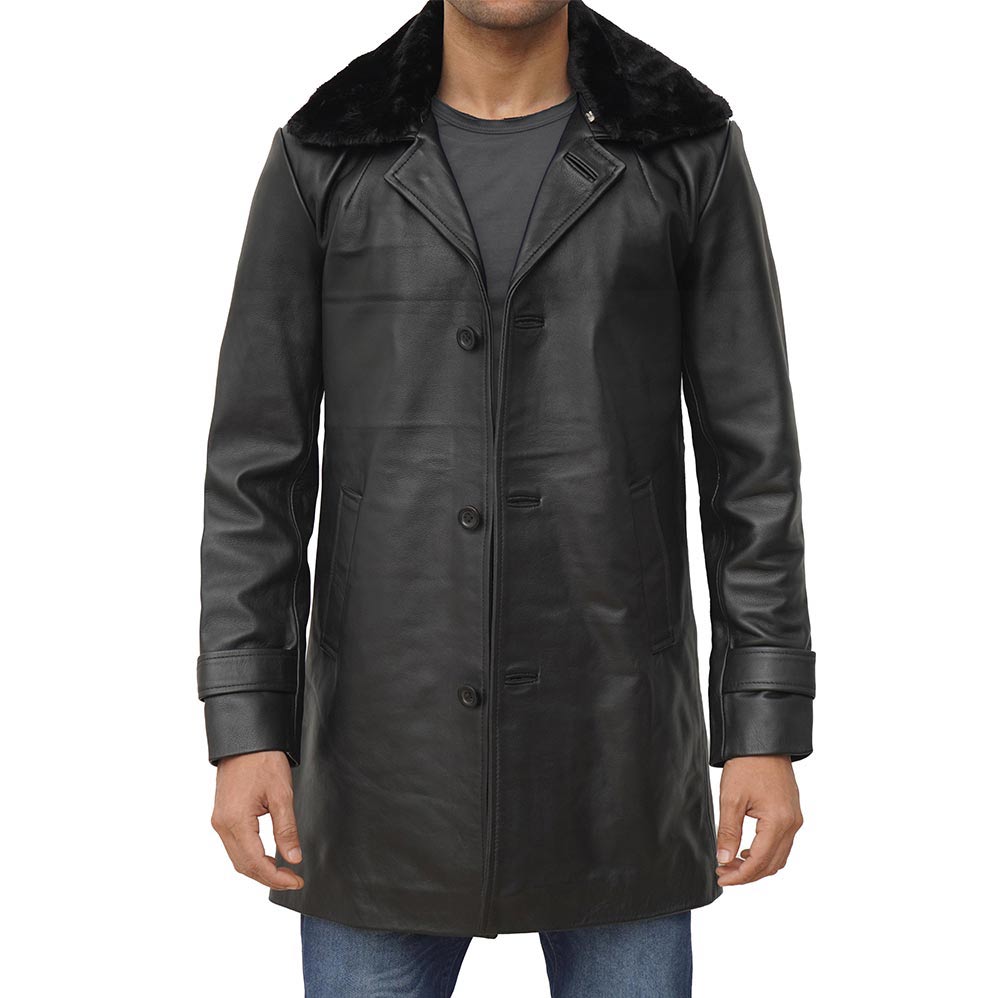 Mens Leather Shearling Coat
