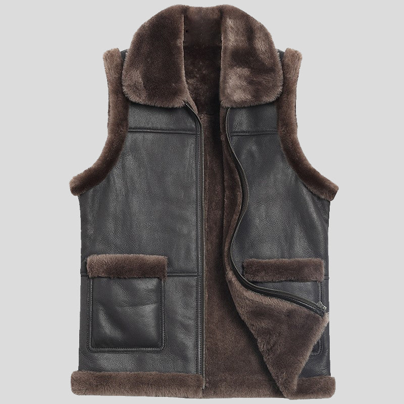 Mens Winter Sheepskin Shearling Leather Vest