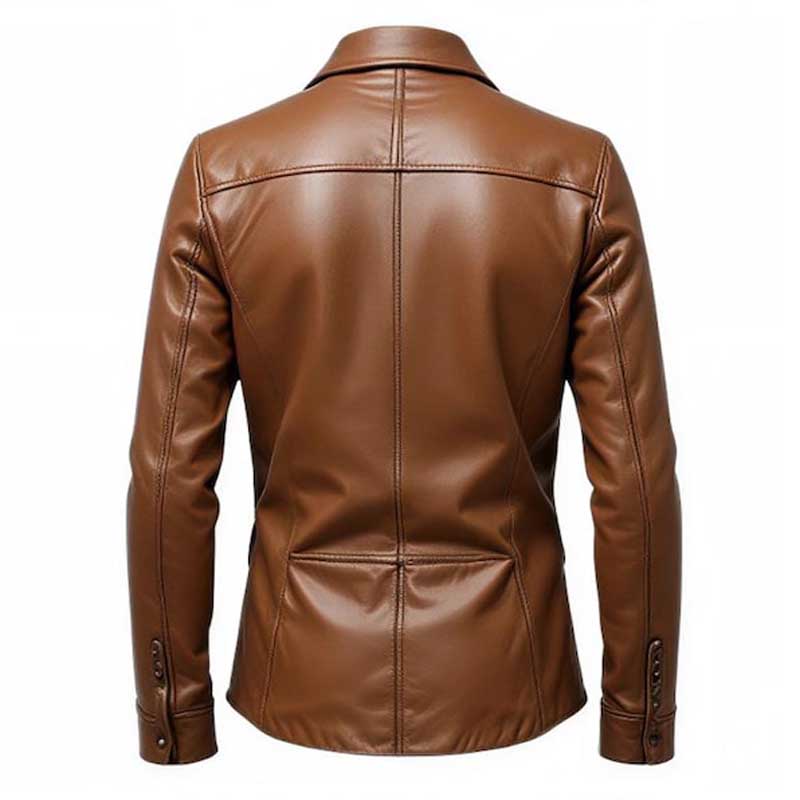 Mens Genuine Brown Leather Shirt Jacket Motorcycle Style