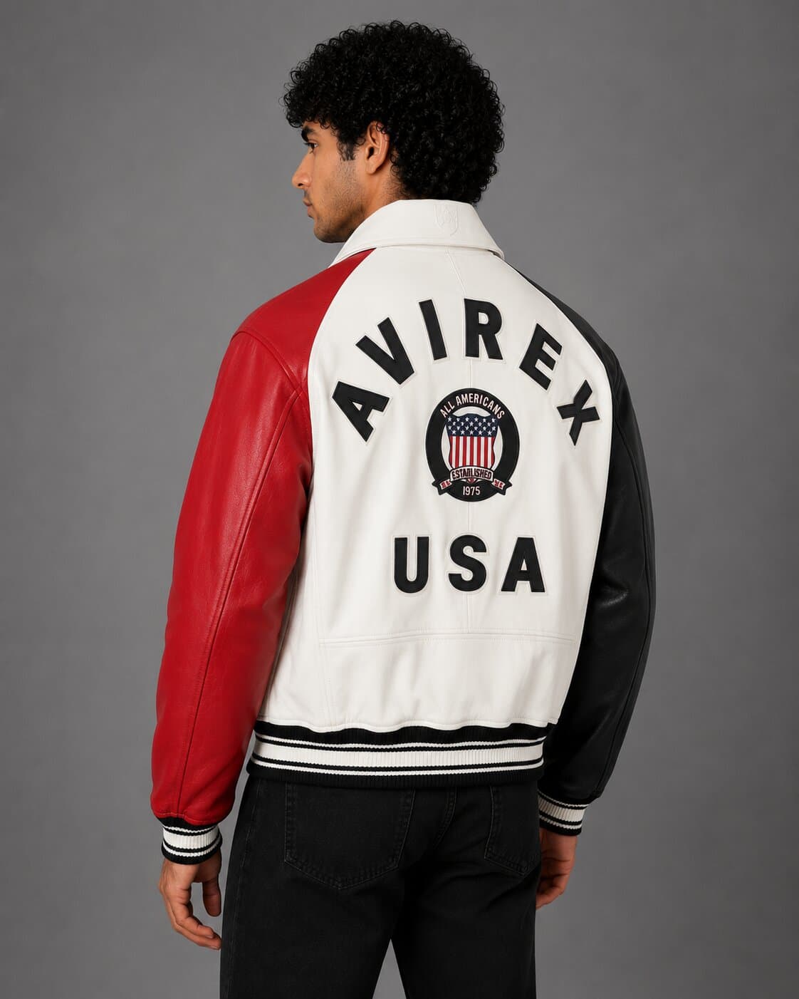 Avirex Multicolor Icon Sheepskin Leather Bomber Jacket Men