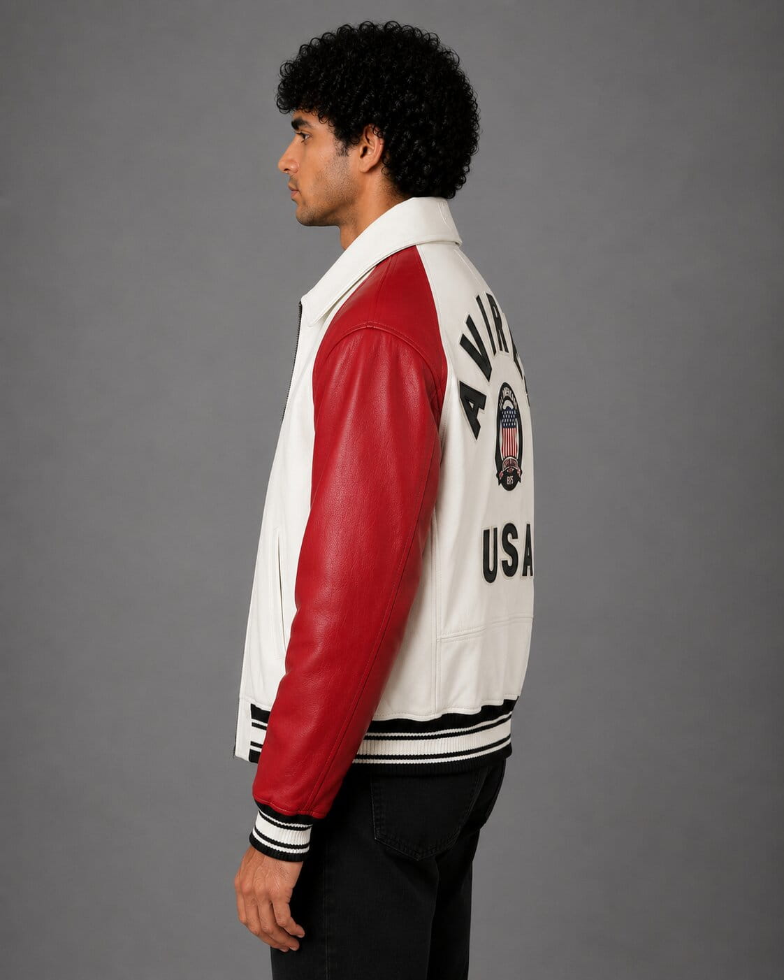 Avirex Multicolor Icon Sheepskin Leather Bomber Jacket Men