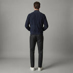 Men's Dark Blue Suede Bomber Jacket - Leather Outlet