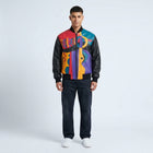 Men’s Artistic Plush Leather Jacket – Picasso-Inspired Statement Edition