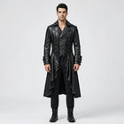 Men’s Black Steampunk Gothic Leather Tailcoat – Victorian Long Coat