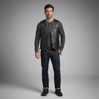 Classic Black Leather Motorcycle Vest – Snap Button & Side Lace Fit
