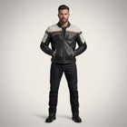 Men’s Classic Leather Biker Jacket – Harley Style Rider Edition