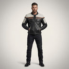 Men’s Classic Leather Biker Jacket – Harley Style Rider Edition
